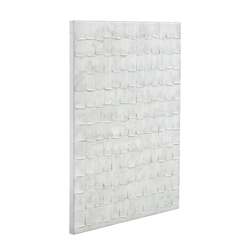 White Linear Marks Canvas Art 3D Textured Modern Minimalist Wall Decor