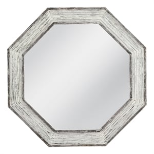 White Wash Marden Wall Mirror Octagon Coastal Wood