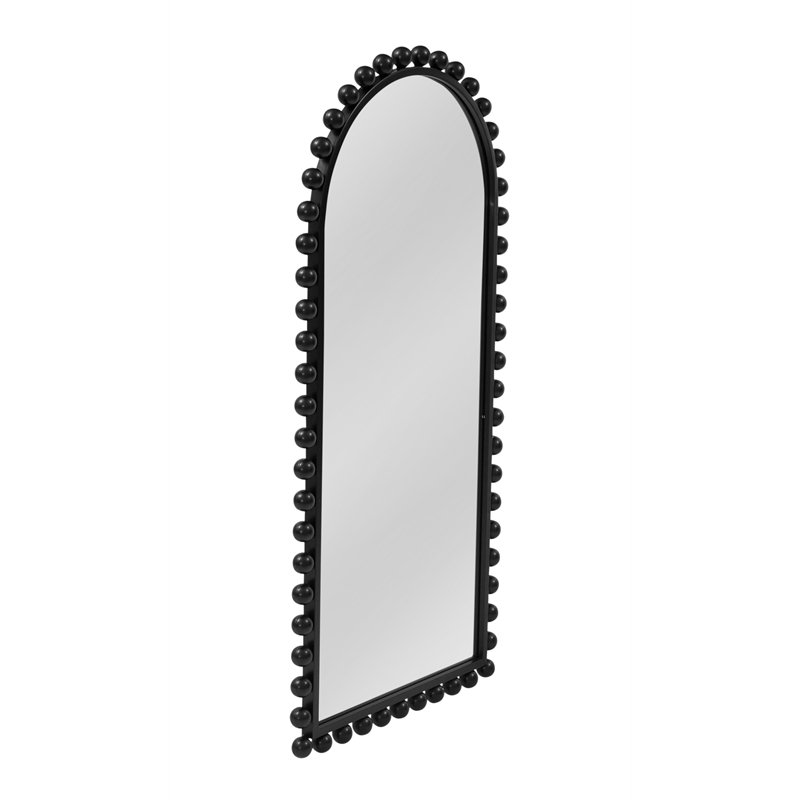 black claria wall mirror arched beaded boho
