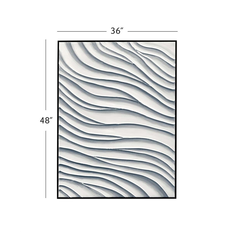 Black Ripples Framed Canvas Coastal Wall Art