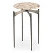 Beige Marble Thea Accent Table Antique Nickel