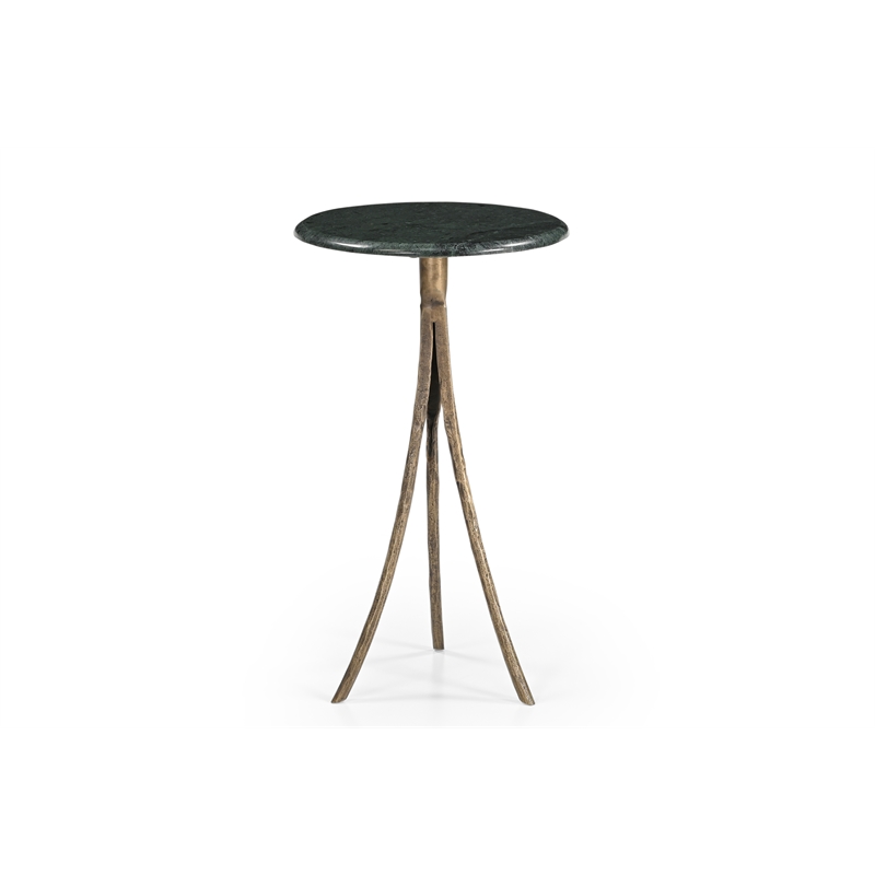 Green Marble Antique Brass Milo Accent Table Modern