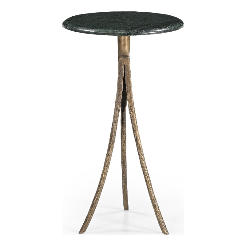 Green Marble Antique Brass Milo Accent Table Modern