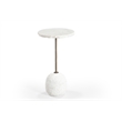 White Marble Aeirith Accent Table Antique Brass Modern Sculptural