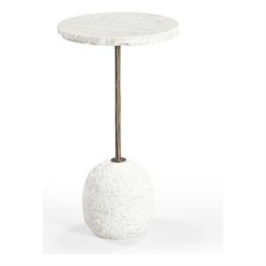 White Marble Aeirith Accent Table Antique Brass Modern Sculptural