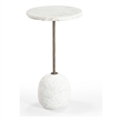 White Marble Aeirith Accent Table Antique Brass Modern Sculptural