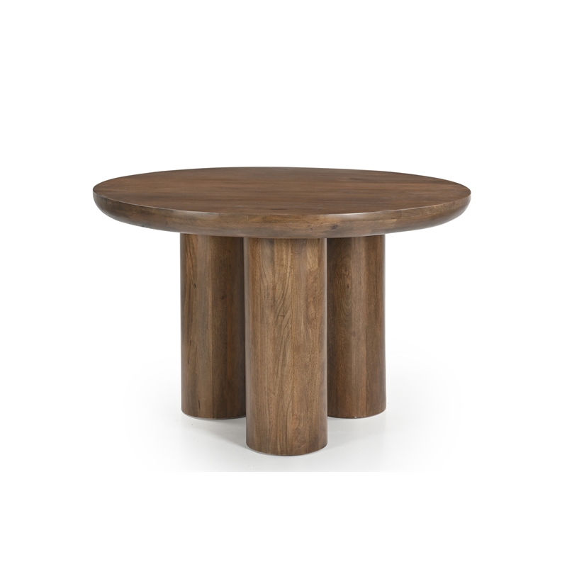 Rich Brown Mango Wood Napa Round Dining Table Rustic Modern