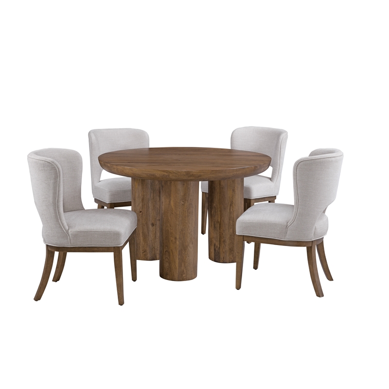 Rich Brown Mango Wood Napa Round Dining Table Rustic Modern