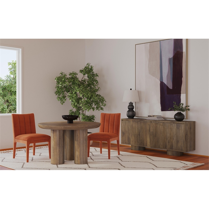 Rich Brown Mango Wood Napa Round Dining Table Rustic Modern