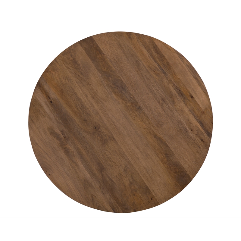 Rich Brown Mango Wood Napa Round Dining Table Rustic Modern