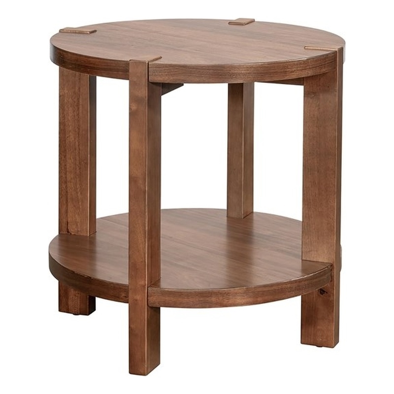 Warm Walnut Wood Winston End Table Mid Century Modern Storage