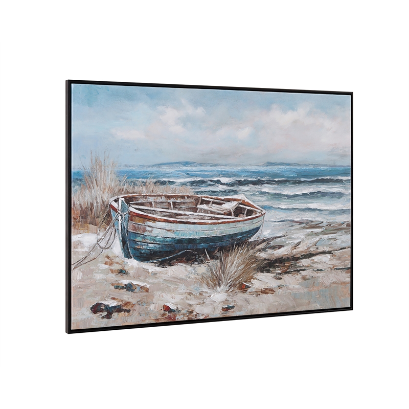 Black Mo Bay Sailboat Framed Canvas Coastal Wall Art