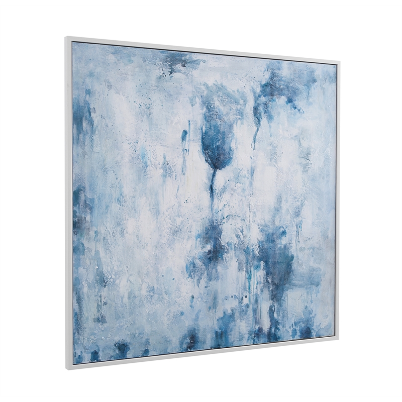 Lake Time Blue White Canvas Wood Frame Wall Art
