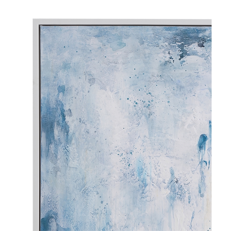 Lake Time Blue White Canvas Wood Frame Wall Art