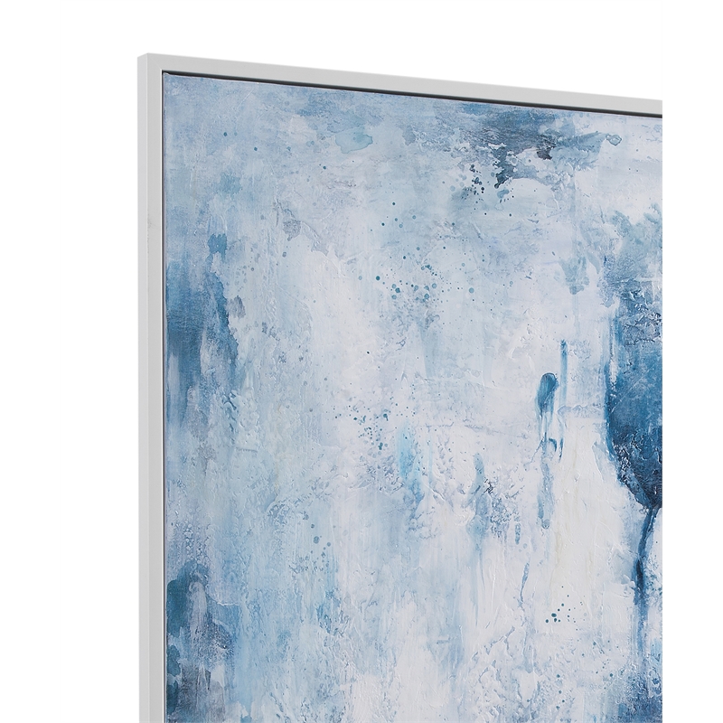 Lake Time Blue White Canvas Wood Frame Wall Art