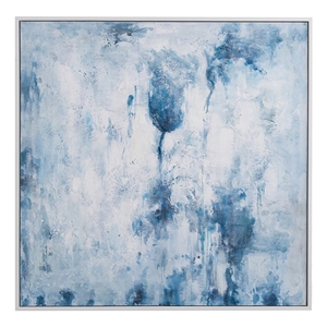 Lake Time Blue White Canvas Wood Frame Wall Art