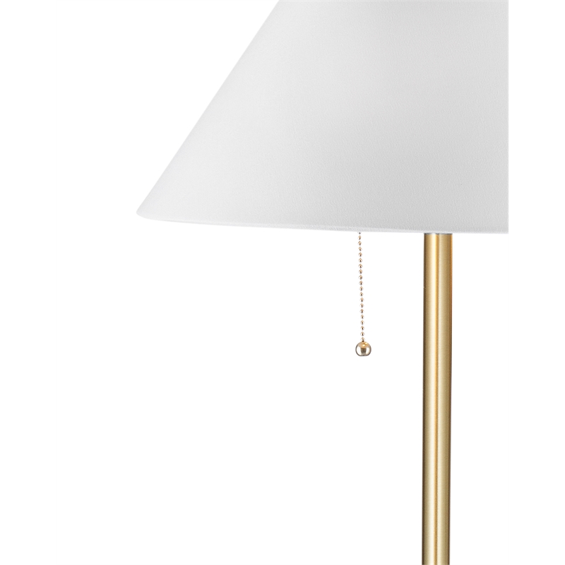 Lenor Black/Brass Marble Floor Lamp Fabric Shade