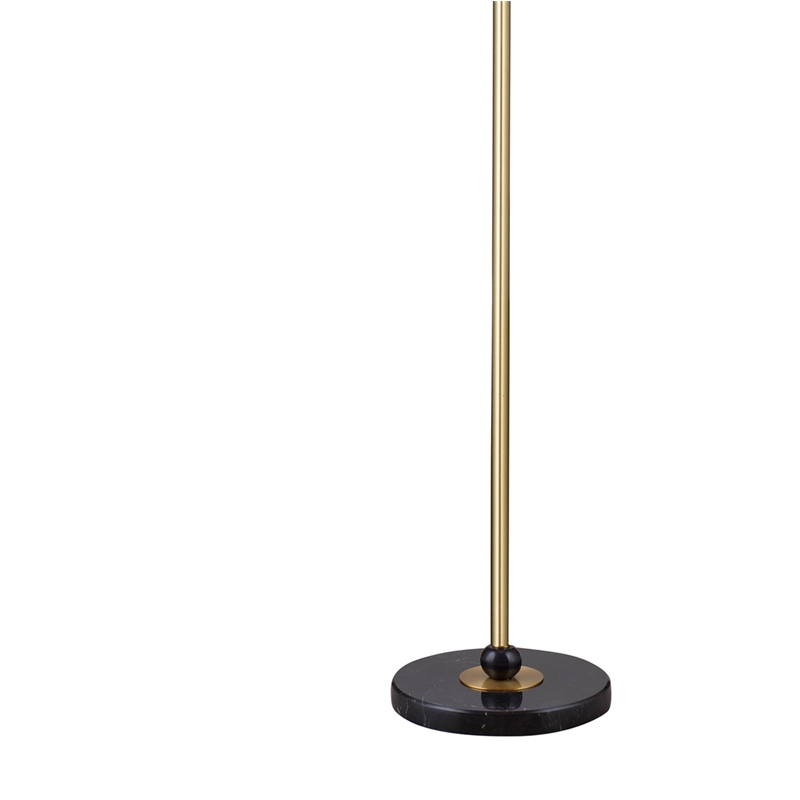 Lenor Black/Brass Marble Floor Lamp Fabric Shade