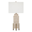 Beige Travertine Iris Table Stone Lamp 3 Way Knob Modern