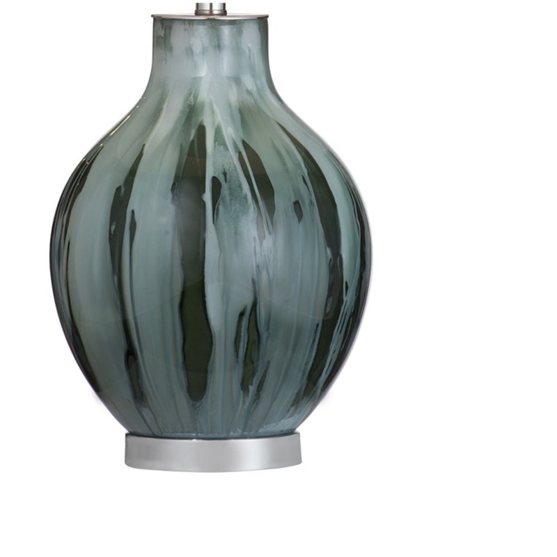 Smoke Glass Mersay Table Lamp White Shade Modern Accent