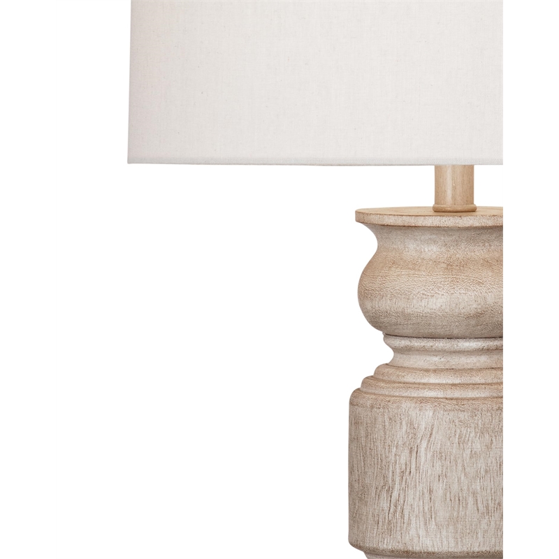 Light Brown Helford Carved Wood Table Lamp Modern