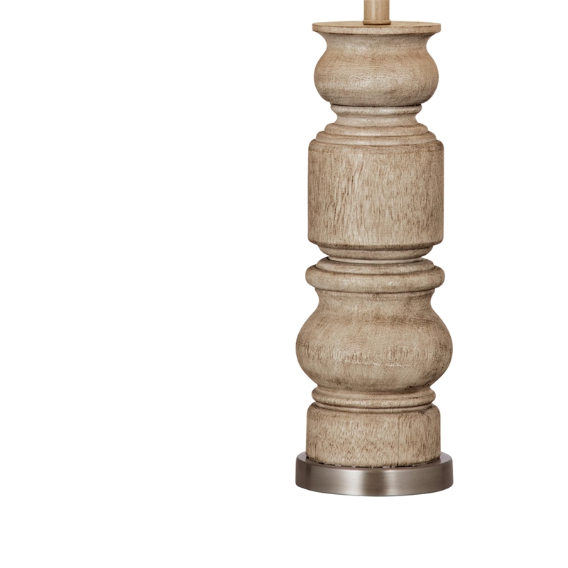 Light Brown Helford Carved Wood Table Lamp Modern