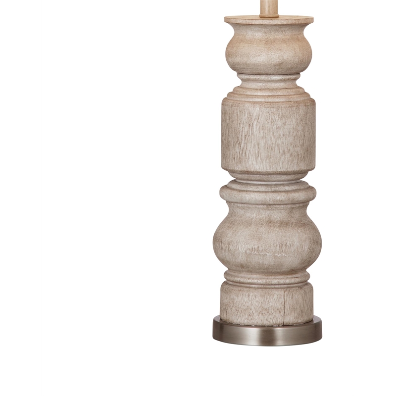 Light Brown Helford Carved Wood Table Lamp Modern