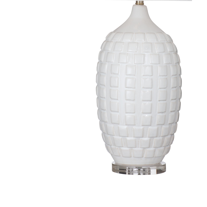 White Ceramic Sesser Table Lamp Acrylic Base Modern