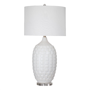 White Ceramic Sesser Table Lamp Acrylic Base Modern