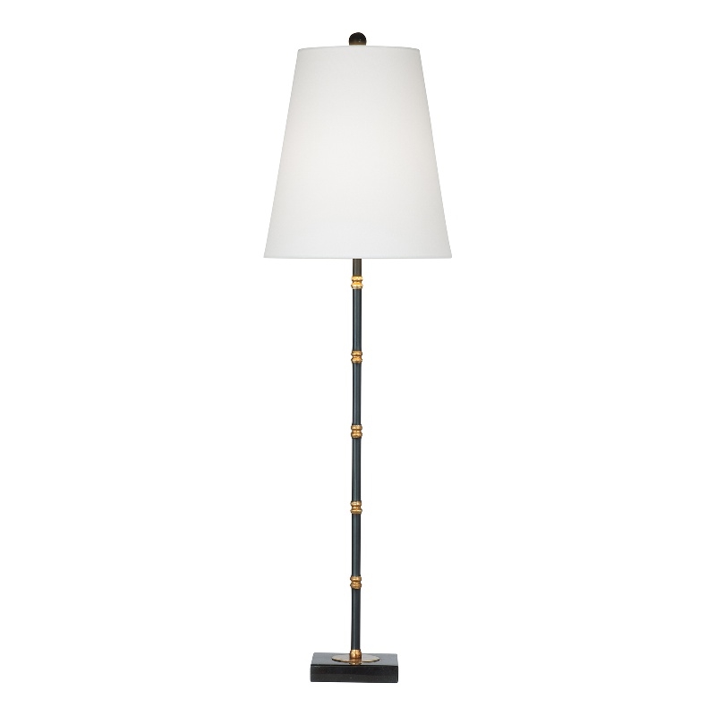 Bassett Mirror Black Gold Metal Alamance Table Lamp LED Linen Shade Modern