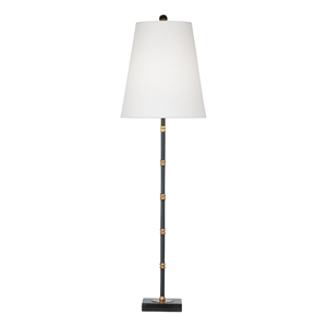 Bassett Mirror Black Gold Metal Alamance Table Lamp LED Linen Shade Modern