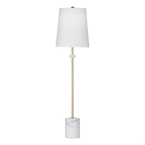 White Brass Metal Fairfield Table Lamp LED Marble Accent Modern