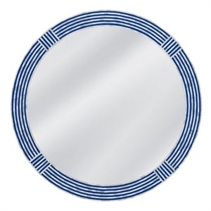 Blue Resin Bone Circle Wall Mirror Coastal Boho Round