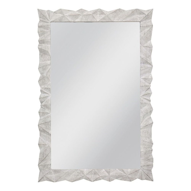 White Wood Wash Isola Geometric Wall Mirror Contemporary