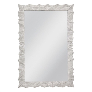 White Wood Wash Isola Geometric Wall Mirror Contemporary