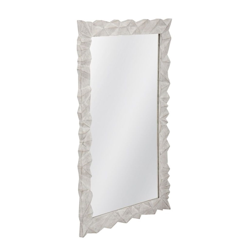 White Wood Wash Isola Geometric Wall Mirror Contemporary