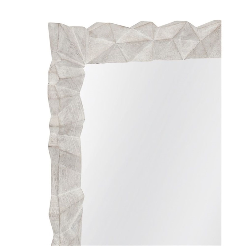White Wood Wash Isola Geometric Wall Mirror Contemporary