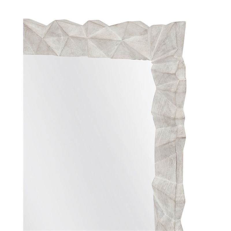 White Wood Wash Isola Geometric Wall Mirror Contemporary