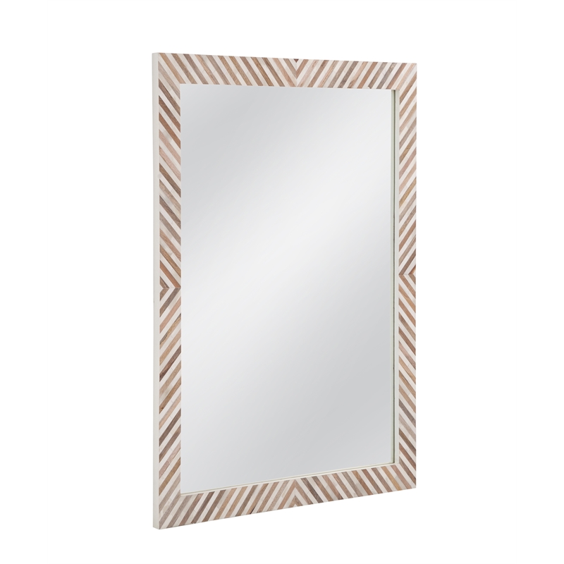 Karl Wall Mirror Natural & Cream Decorative Glass for Living Room & Bedroom