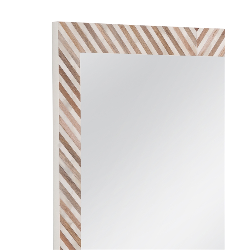 Karl Wall Mirror Natural & Cream Decorative Glass for Living Room & Bedroom