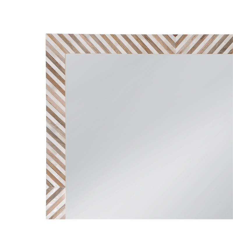 Karl Wall Mirror Natural & Cream Decorative Glass for Living Room & Bedroom