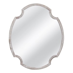 Fairvale White Wash Wood Oval Wall Mirror French
