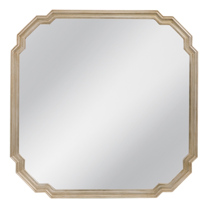 Mimosa Antique Silver Leaf Wood Square Wall Mirror Ornate