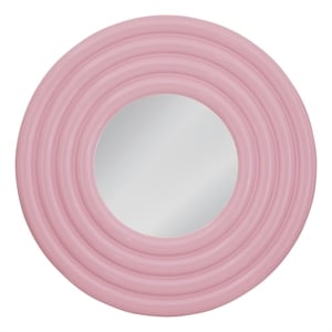 Rigel Glossy Pink Round Wall Mirror Modern Glass Accent