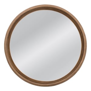 Marcella Natural Brown Wood Round Wall Mirror Boho Layered