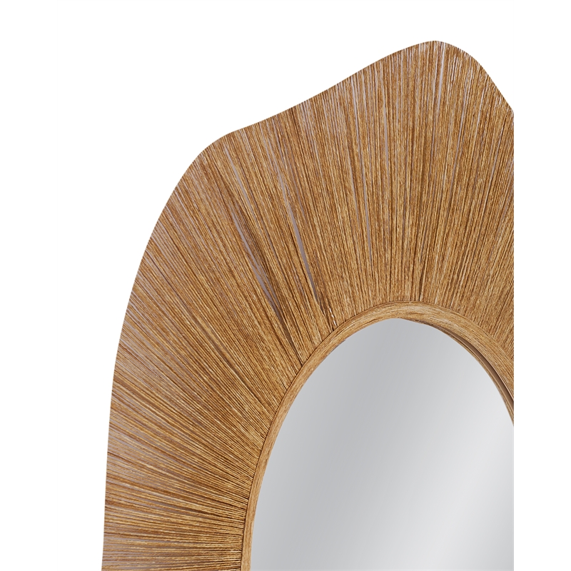 Althea Natural  Brown Wood Rope Wave Wall Mirror Coastal Boho