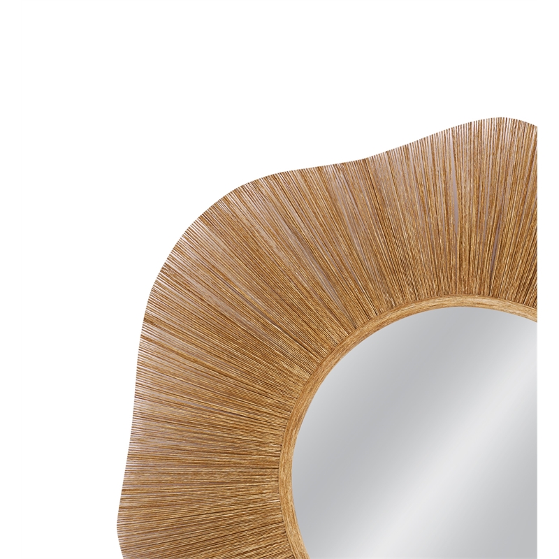 Althea Natural  Brown Wood Rope Wave Wall Mirror Coastal Boho