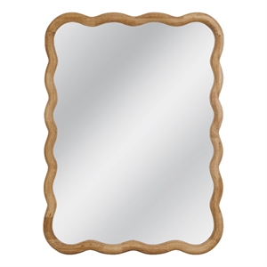 Rider Brown Wood Wavy Wall Mirror Coastal Boho