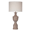 Banff Brown Resin Table Lamp Linen Drum Shade French Country