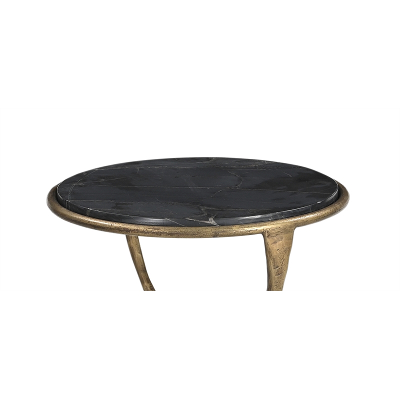 Hourglass Gold Iron Black Marble Accent Table